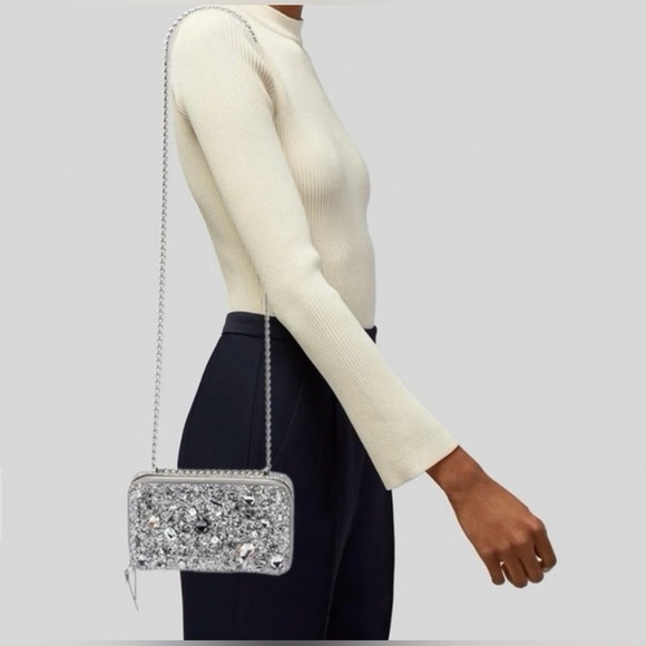 Kate Spade Silver Glitter Crystal-Embellished Shoulder or Crossbody Bag - Picture 6 of 8